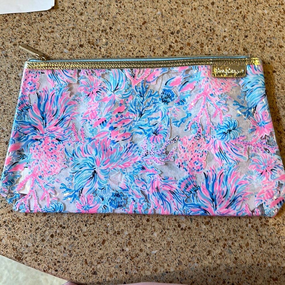 Lilly Pulitzer Clear Makeup Pouch Celestial Blue Seek and Sea GWP